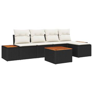 vidaXL Gartensofa-set mit Kissen 6 pcs Schwarz und Creme Polyrattan