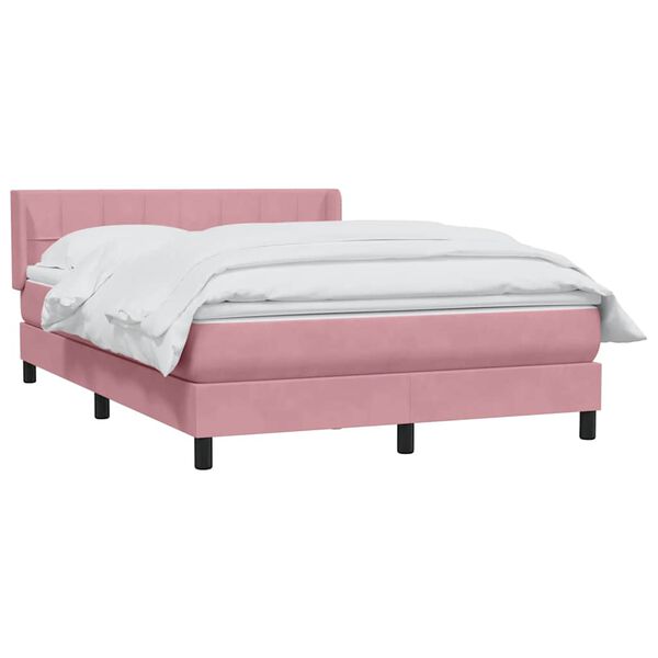 vidaXL Boxspringbett mit Matratze Rosa 160x210 cm Samt