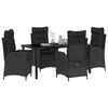 vidaXL Garten Essgruppe mit Kissen 5 pcs Schwarz Poly-Rattan