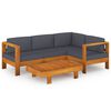 vidaXL 5-tlg. Garten-Lounge-Set mit Dunkelgrauen Auflagen Akazienholz