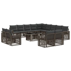 vidaXL Gartensofa-set 14 stk. Grau und Dunkelgrau Poly-Rattan