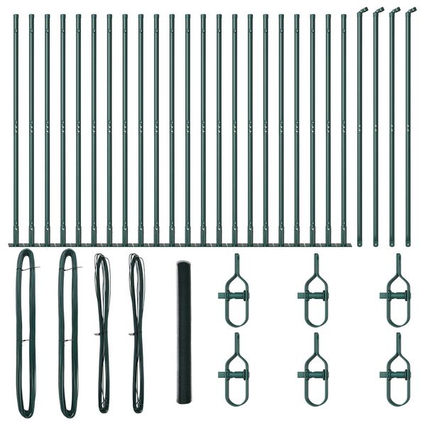 vidaXL Zaunpfosten Grün 50 x 1,5 m (13 mm Maschen) Stahl und PVC