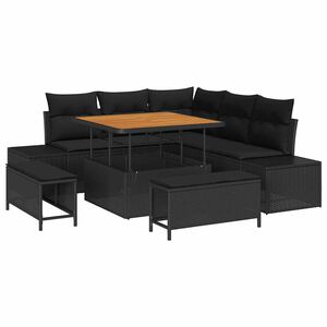 vidaXL Gartensofa-set mit Kissen 8 pcs Schwarz Poly-Rattan