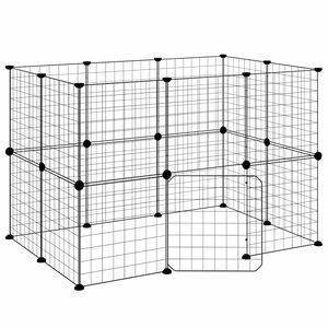 vidaXL 20-tlg. Haustierk&auml;fig mit T&uuml;r Schwarz 105x70x70 cm Stahl