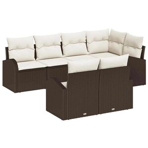 vidaXL Gartensofa-set 7 stk. Braun und Wei&szlig; Poly-Rattan