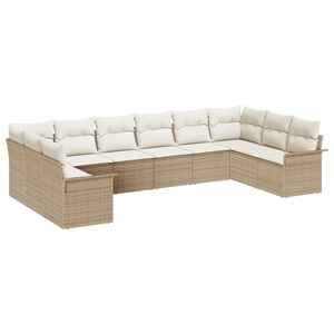 vidaXL Gartensofa-set mit Kissen 10 pcs Beige Poly-Rattan