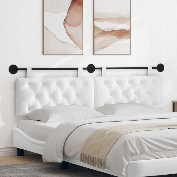 vidaXL H&auml;ngevorderseite Wandmontiert Wei&szlig; 170 x 55 x 7 cm Stoff