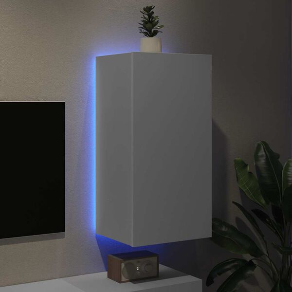 vidaXL TV-Wandschrank mit LED-Leuchten Weiß 40,5x35x80 cm