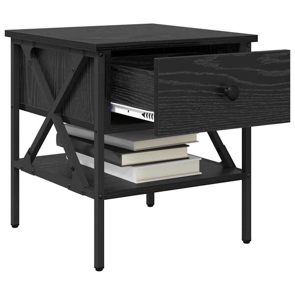 vidaXL Nachttisch mit Schubladen Schwarz Eichen-Optik 40 x 42 x 45 cm