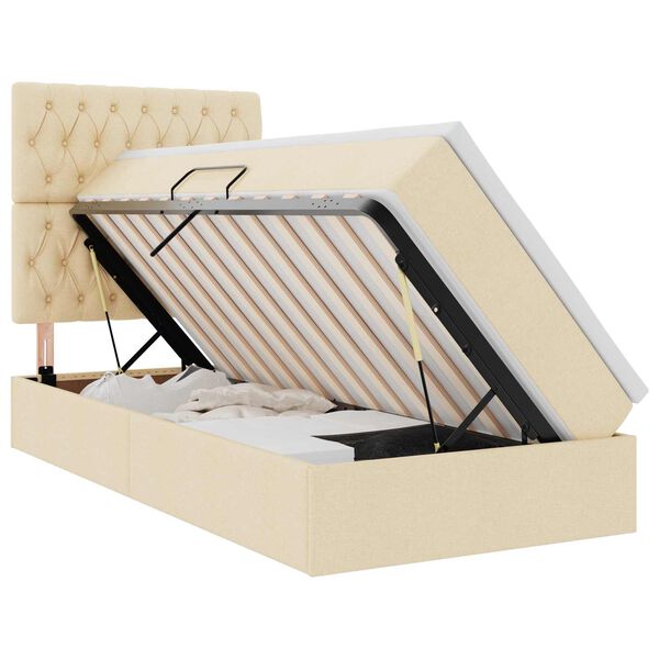 vidaXL Aufbewahrungsbett mit Matratze Creme 90 x 190 cm Polyester