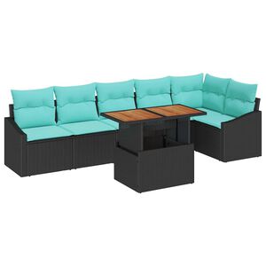 vidaXL Garten Essgruppe mit Kissen 7 pcs Schwarz und Teal