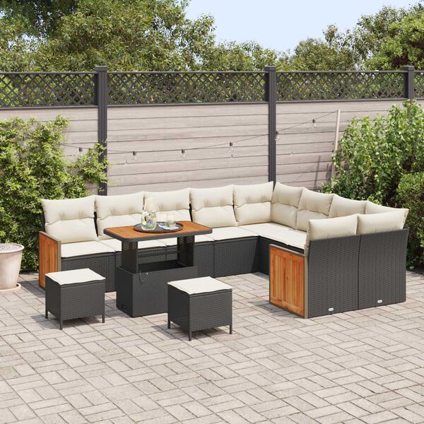 vidaXL Gartensofa-set mit Kissen 12 pcs Schwarz und Creme