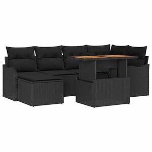 vidaXL Garten-Sofa-Set 7 stk. Schwarz