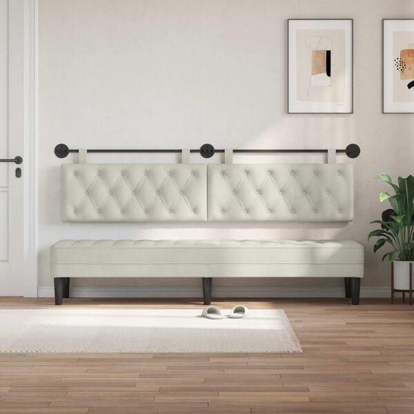 vidaXL H&auml;ngevorderseite Wandmontiert Creme 210 x 55 x 7 cm Samt