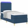 vidaXL LED Boxspringbett mit Matratze Blau 90 x 200 cm Stoff