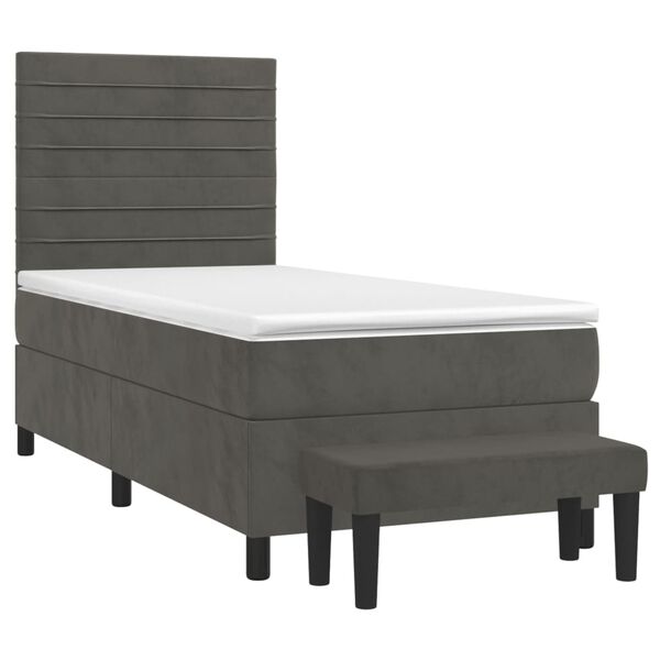 vidaXL Boxspringbett mit Matratze Dunkelgrau 100x200 cm Samt
