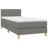vidaXL Boxspringbett mit Matratze & LED Dunkelgrau 90x190 cm Stoff