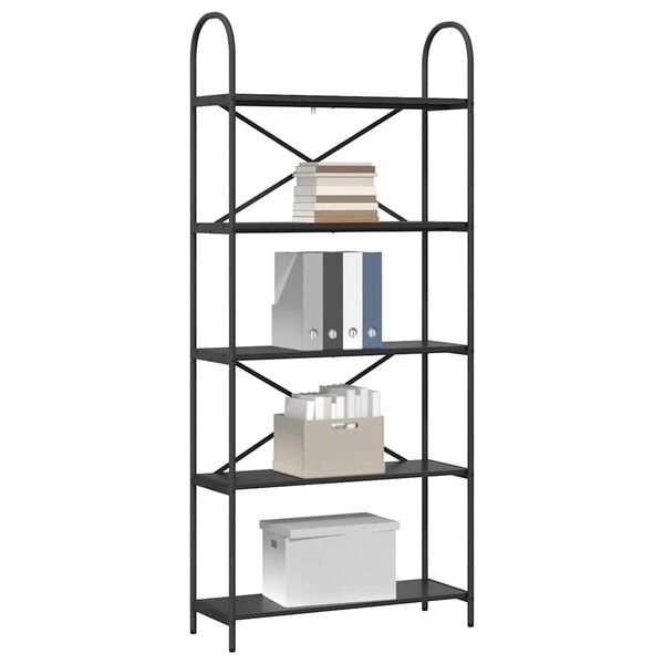 vidaXL B&uuml;cherregal Schwarz Eichen-Optik 80 x 30 x 183 cm Holzwerkstoff