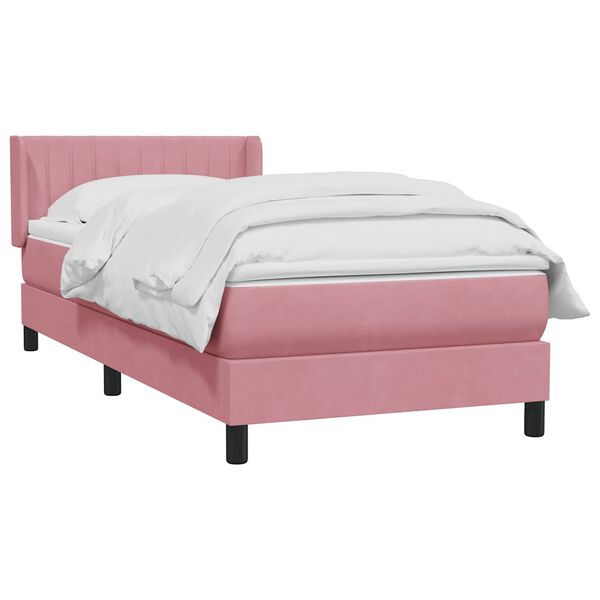 vidaXL Boxspringbett mit Matratze Rosa 100x210 cm Samt