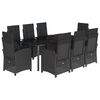 vidaXL 9-tlg. Garten-Essgruppe mit Kissen Schwarz Poly Rattan
