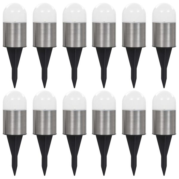vidaXL Solar-Bodenleuchten 12 Stk. LED Wei&szlig;