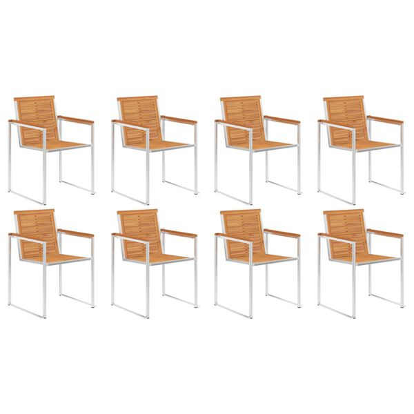 vidaXL Gartenst&uuml;hle 8 Stk. Massivholz Akazie und Edelstahl