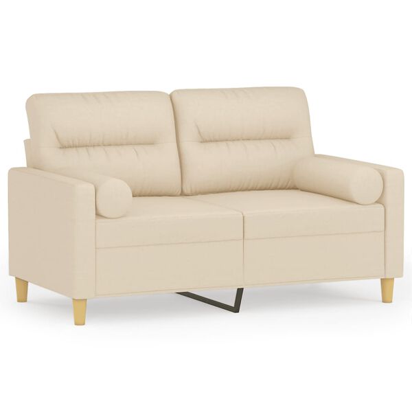 vidaXL 2-Sitzer-Sofa mit Zierkissen Creme 120 cm Stoff