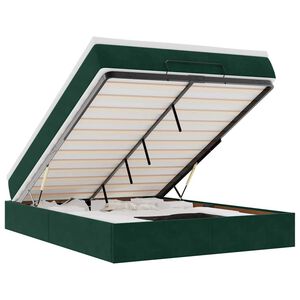 vidaXL Ottoman-Bett mit Matratze Dunkelgr&uuml;n 140x190 cm Samt