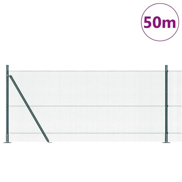 vidaXL Zaunpfosten Grün 50 x 1 m (12 x 12 mm Netz) Stahl und PVC