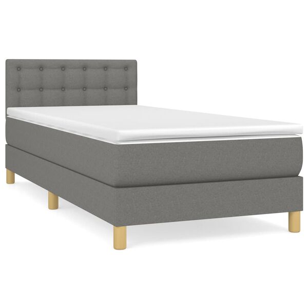 vidaXL Boxspringbett mit Matratze Dunkelgrau 100x200 cm Stoff