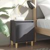 vidaXL Nachttische mit Massivholz-Beinen 2 Stk. Grau 40x30x50 cm
