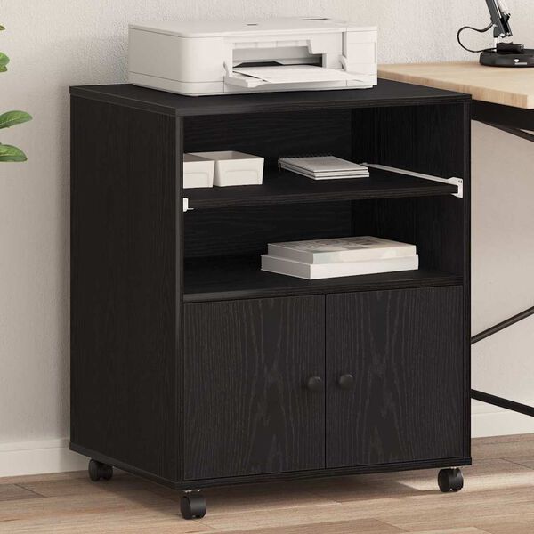 vidaXL Druckerständer Schwarz Eichen-Optik 60 x 48 x 74 cm