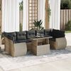vidaXL 8-tlg. Garten-Sofagarnitur mit Kissen Hellgrau Poly Rattan