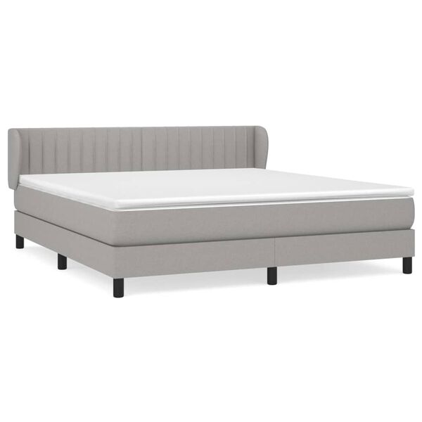 vidaXL Boxspringbett mit Matratze Hellgrau 160x200 cm Stoff