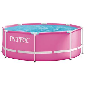 INTEX Aufstellpool mit Metallrahmen 244 x 76 cm Rund f&uuml;r f&uuml;r Rosa