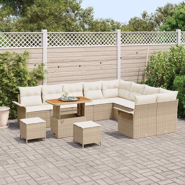 vidaXL Garten-Sofa-Set 12 pcs Beige Poly-Rattan