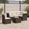 vidaXL 6-tlg. Garten-Sofagarnitur mit Kissen Braun Poly Rattan