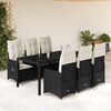 vidaXL 7-tlg. Garten-Bistro-Set mit Kissen Schwarz Poly Rattan