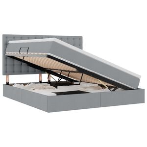vidaXL Bett mit Stauraum und LED Hellgrau 160 x 200 cm Polyester