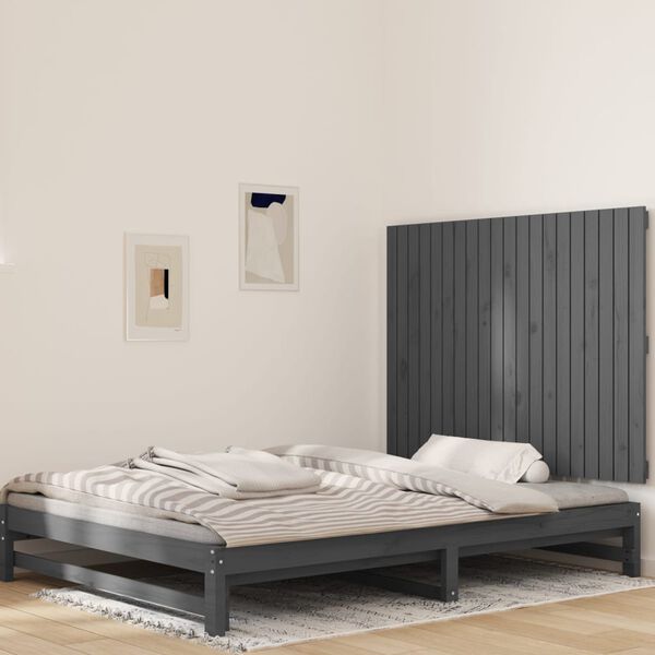 vidaXL Wand-Kopfteil Grau 127,5x3x90 cm Massivholz Kiefer