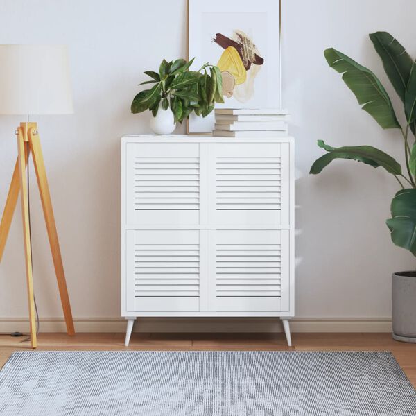 vidaXL Schrankt&uuml;ren Lamellen-Design 4 Stk Wei&szlig; 39,5x39,4 cm Massivholz