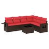 vidaXL 7-teiliges Gartensofa-Set mit Kissen, braun, Polyrattan