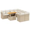 vidaXL 9-tlg. Garten-Sofagarnitur mit Kissen Beige Poly Rattan