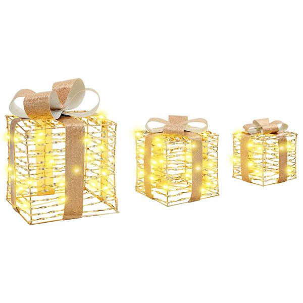 vidaXL Geschenkbox mit 60 LEDs 3 pcs Warmweiß 20 x 20 x 20 cm Haustier