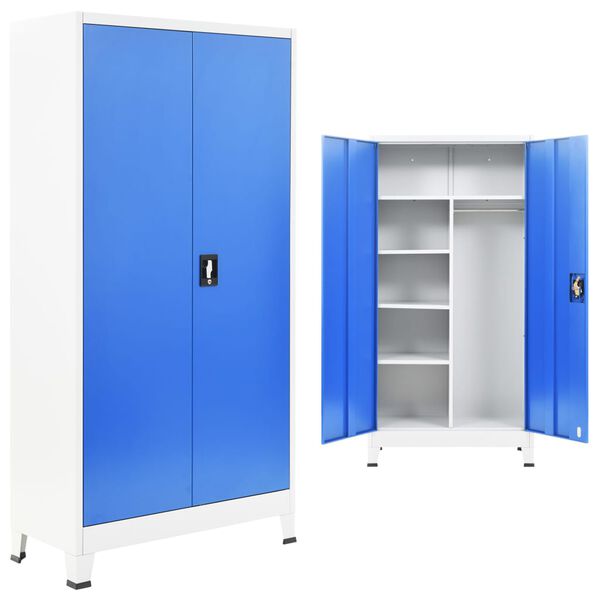 vidaXL Schließfachschrank 2 Türen Metall 90x40x180 cm Grau und Blau