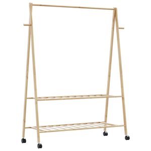 vidaXL Kleiderst&auml;nder mit Ablagen und Rollen 132x45,5x155,5 cm Bambus