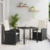 vidaXL Garten Essgruppe mit Kissen 3 pcs Schwarz Poly-Rattan