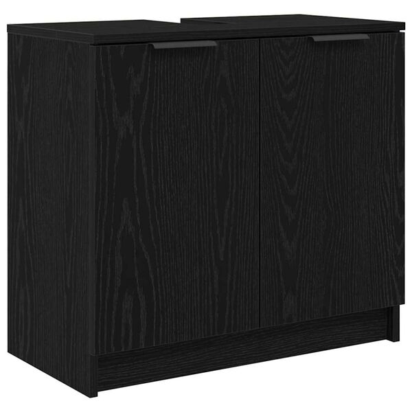 vidaXL Badezimmerschrank Schwarz Eichen-Optik 64,5 x 33,5 x 59 cm