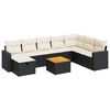 vidaXL 9-tlg. Garten-Sofagarnitur mit Kissen Schwarz Poly Rattan