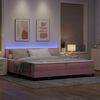 vidaXL LED Boxspringbett mit Matratze mit LED Rosa 200 x 200 cm Samt